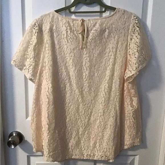 Cream Boxy Blouse with Flutter Sleeves - Picture 2 of 7